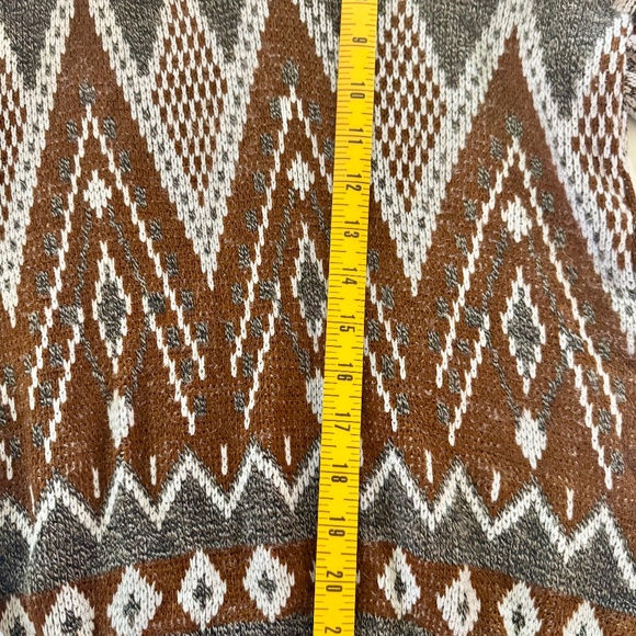 Vintage Shawl Collar Geometric Sweater • Brown Earth Tones • Unisex Cozy Knit - Picture 7 of 7